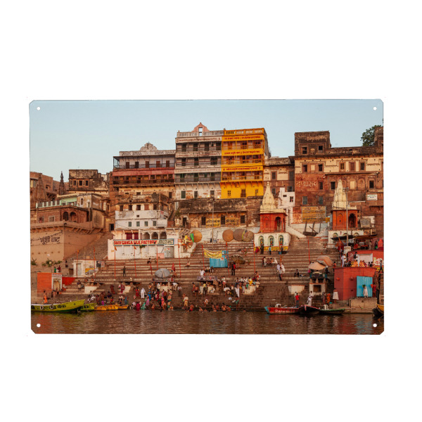 Holzbild "Bad im Ganges in Varanasi" artboxONE - Architektur,Reise / Asien