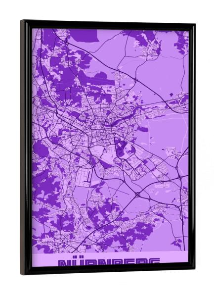 Poster mit schwarzem Rahmen "Nürnberg als Citymap" artboxONE - Städte / Weitere,Kartografie