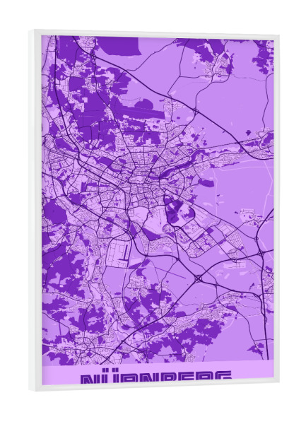 Poster mit weißem Rahmen "Nürnberg als Citymap" artboxONE - Städte / Weitere,Kartografie