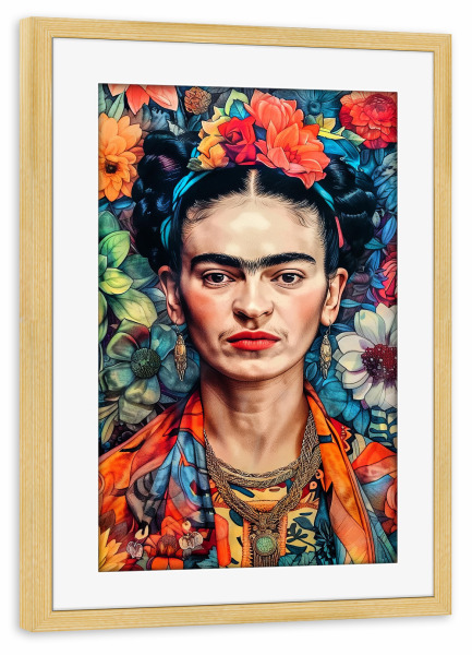 Poster mit Rahmen kiefer "Frida-Porträt E" artboxONE - Menschen,Für Mama,Für Papa