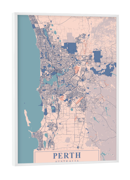 Poster mit weißem Rahmen "Perth Stadt Map" artboxONE - Städte / Weitere,Kartografie