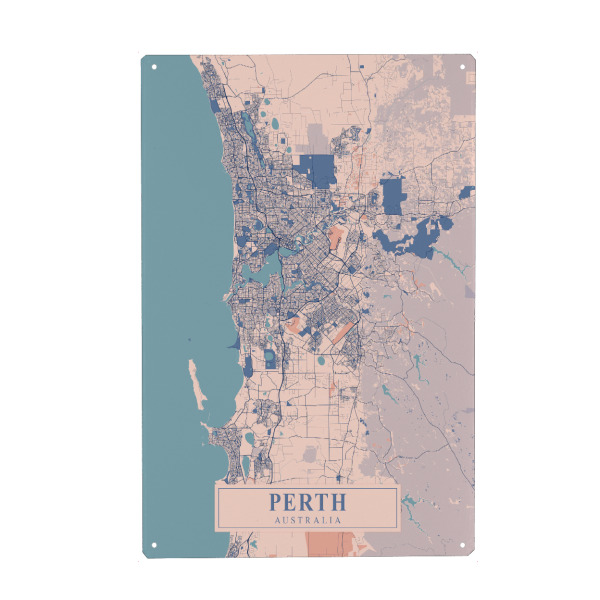 Holzbild "Perth Stadt Map" artboxONE - Städte / Weitere,Kartografie