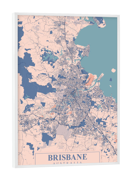 Poster mit weißem Rahmen "Brisbane Map" artboxONE - Städte / Weitere,Kartografie
