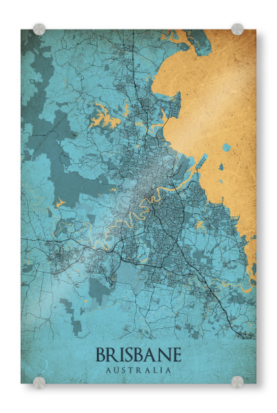 Acrylglasbild "Vintage Brisbane" artboxONE - Städte / Weitere,Kartografie