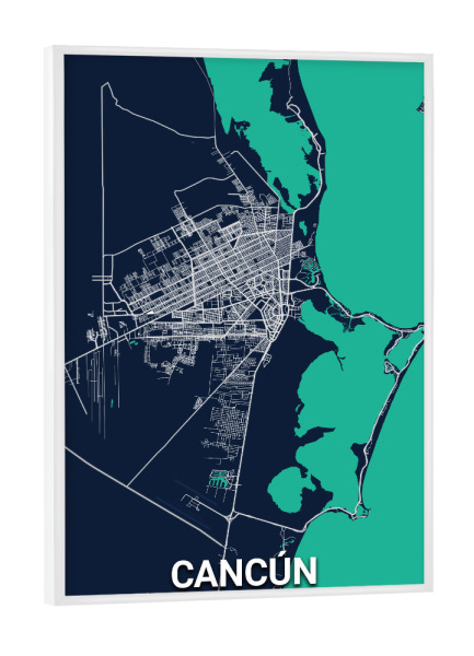 Poster mit weißem Rahmen "Cancun Map" artboxONE - Städte / Weitere