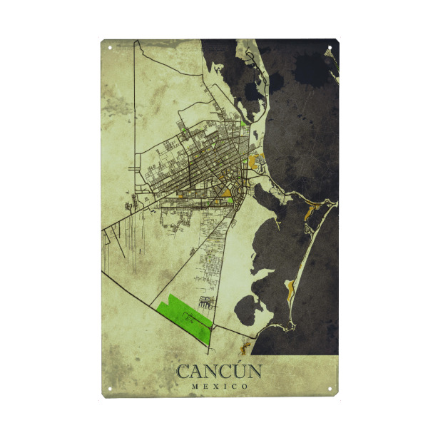Metall Poster "Cancun Vintage City Map" artboxONE - Städte / Weitere,Kartografie