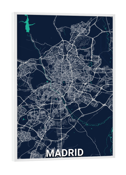 Poster mit weißem Rahmen "Madrid Map" artboxONE - Städte / Weitere,Kartografie