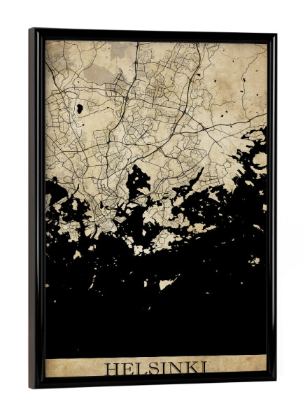 Poster mit schwarzem Rahmen "Helsinki Vintage City" artboxONE - Städte / Weitere,Kartografie