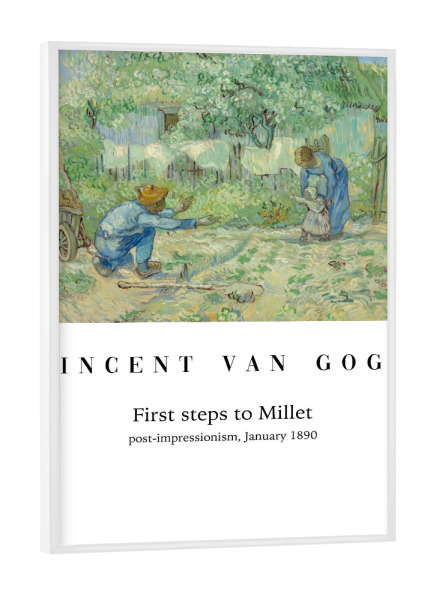 Poster mit weißem Rahmen "Vincent van Gogh - erste Schritte" artboxONE - Typografie,Abstrakt,Menschen