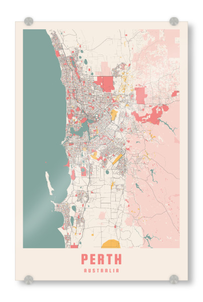 Acrylglasbild "Perth Stadt - Karte" artboxONE - Städte / Weitere,Kartografie