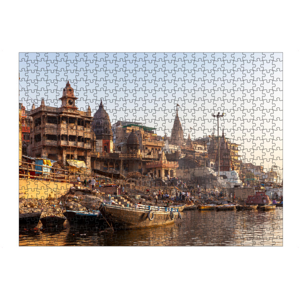 Puzzle Ravensburger "Am Ganges in Varanasi" artboxONE - Architektur - Varanasi,Indien,Ghat,Tempel,Hindu,Hinduismus,Ganges,Benares,Kashi,Uttar pradesh