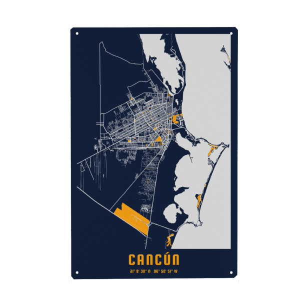 Metall Poster "Cancun City" artboxONE - Städte / Weitere,Kartografie