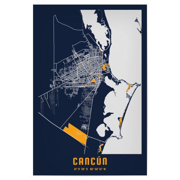 Poster 30x20 cm "Cancun City" artboxONE - Städte / Weitere,Kartografie