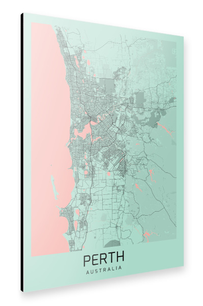 Alu-Dibond "Stadt Map Perth" 30x20 cm artboxONE