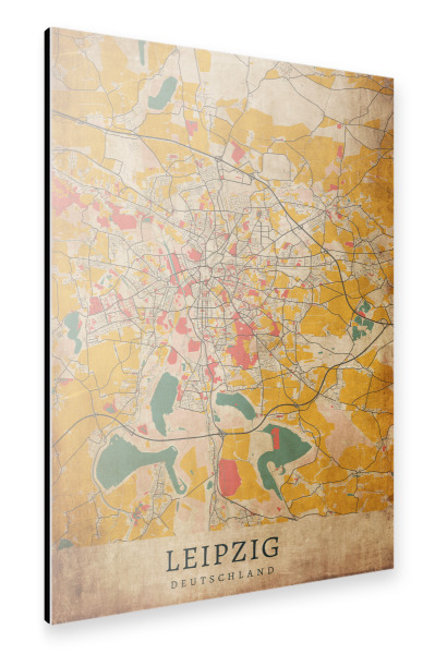 Alu-Dibond "Retro Map Leipzig" 30x20 cm artboxONE