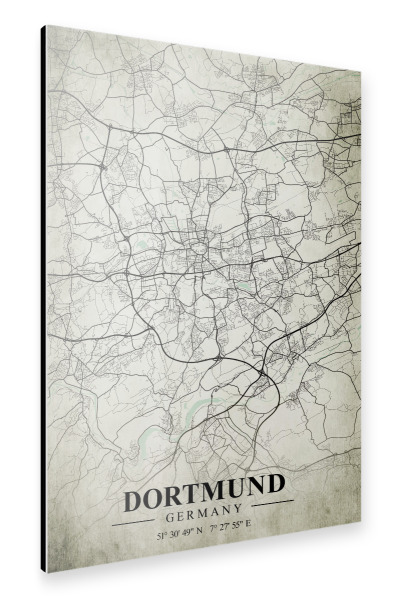Alu-Dibond "Dortmund Vintage CityMap" 30x20 cm artboxONE