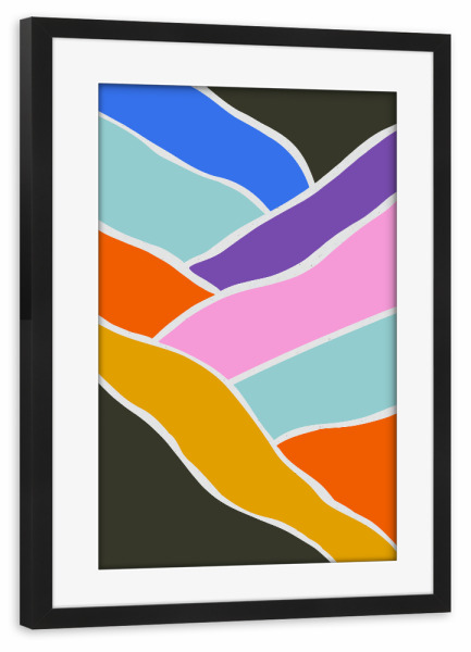 Poster mit Rahmen schwarz "Mutige abstrakte Landschaft" artboxONE - Abstrakt - Abstrakt,Fett,Landschaft,Geometrie,Bunt,Natur,Surreale natur