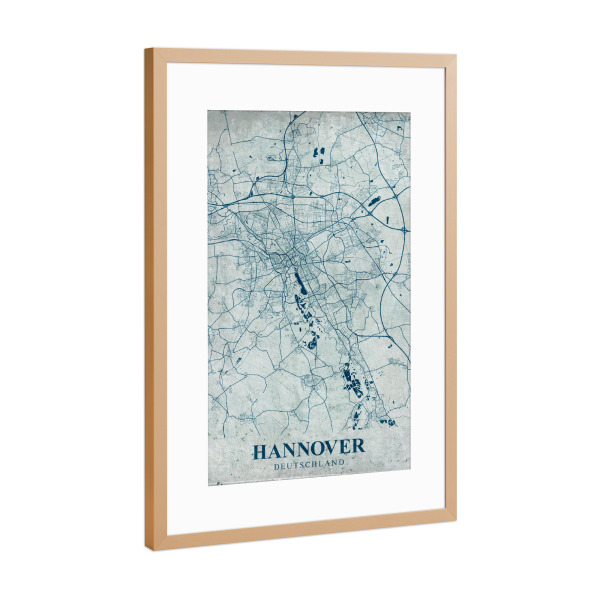 Poster mit Rahmen Kupfer "Hannover Vintage Stadt" artboxONE - Städte / Weitere,Kartografie