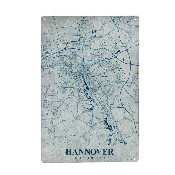 Metall Poster "Hannover Vintage Stadt" artboxONE - Städte / Weitere,Kartografie