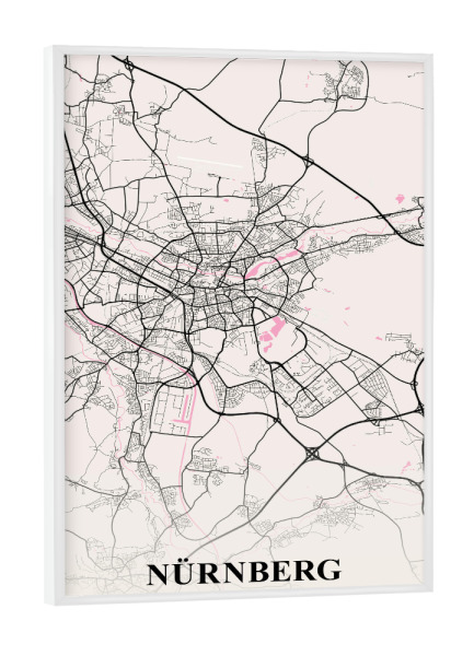 Poster mit weißem Rahmen "City Map Nürnberg" artboxONE - Städte / Weitere,Kartografie
