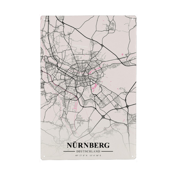 Metall Poster "City Map Nürnberg" artboxONE - Städte / Weitere,Kartografie