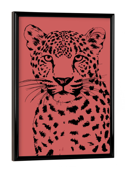 Poster mit schwarzem Rahmen "Leopard head red" artboxONE - Natur,Tiere