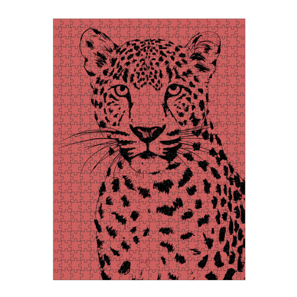 artboxONE Puzzle "Leopard head red" artboxONE - Natur,Tiere - Leopardo,Animal,Natureza,Moderno,Pop,Arte de linha,Selva,Animal selvagem,Desenho