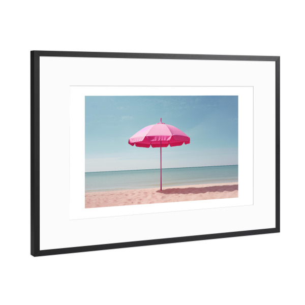 Poster mit Rahmen Schwarz (Metallic) "Malou Studio-Pink Parasol" artboxONE - Natur,Reise,Für Mama