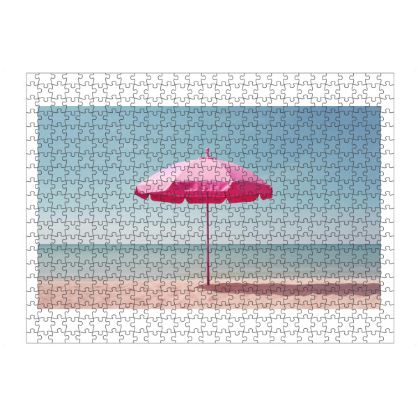 Puzzle Ravensburger "Malou Studio-Pink Parasol" artboxONE - Natur,Reise,Für Mama - Strand,Sonnenschirm,Sommer,Barbie,Sand,Urlaub,Pink_(farbe)