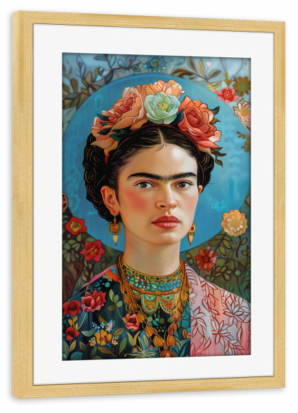 Poster mit Rahmen kiefer "Frida's Malerische Welt" artboxONE - Natur,Floral,Menschen