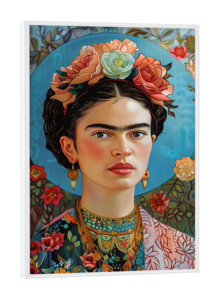 Poster mit weißem Rahmen "Frida's Malerische Welt" artboxONE - Natur,Floral,Menschen