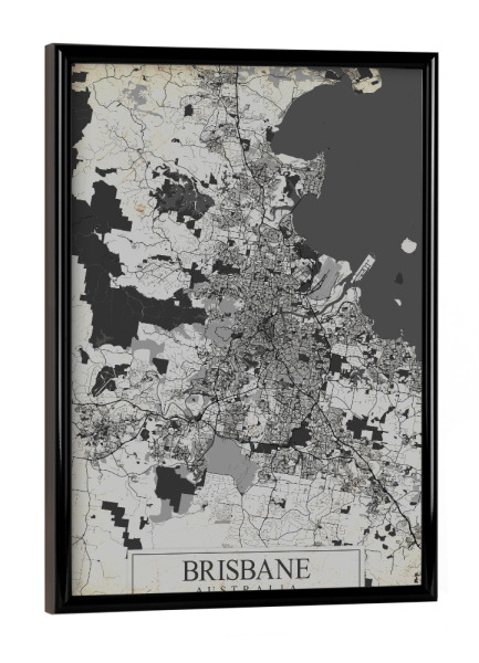 Poster mit schwarzem Rahmen "Vintage City Brisbane" artboxONE - Schwarzweiß,Städte / Weitere