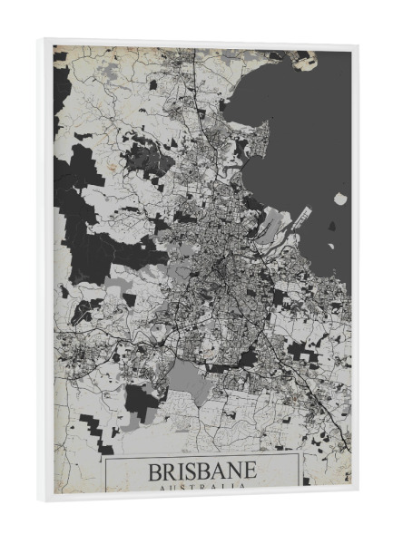 Poster mit weißem Rahmen "Vintage City Brisbane" artboxONE - Schwarzweiß,Städte / Weitere