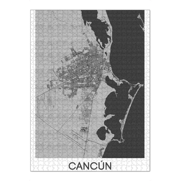 Puzzle Ravensburger "Cancun Bleistift Map" artboxONE - Schwarzweiß,Städte / Weitere,Kartografie