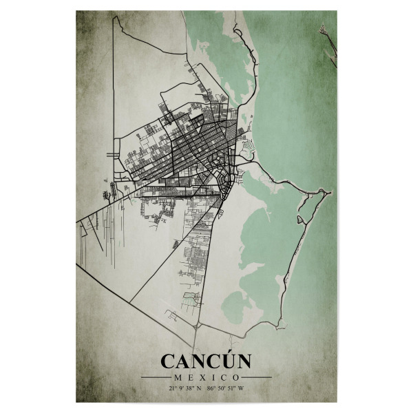 Poster "Cancun Vintage CityMap" artboxONE - Städte / Weitere,Kartografie
