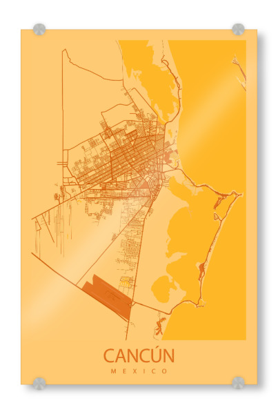 Acrylglasbild "City von Cancun" artboxONE - Städte / Weitere,Kartografie - Stadt,Karte,Cancun,Bunt