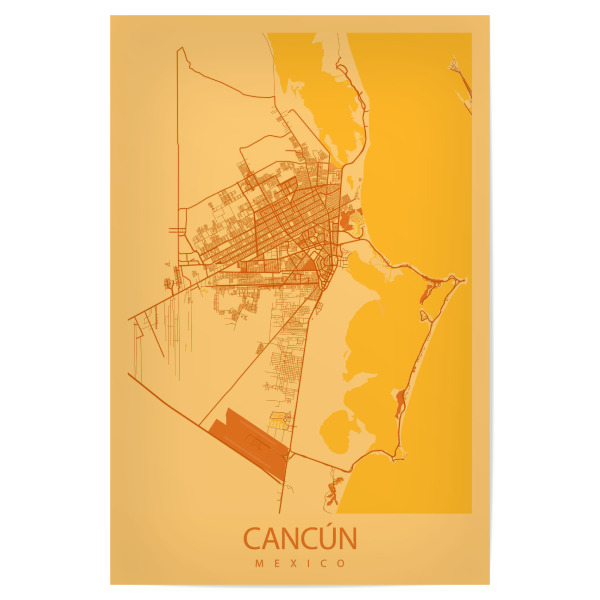 Poster "City von Cancun" artboxONE - Städte / Weitere,Kartografie - Stadt,Karte,Cancun,Bunt