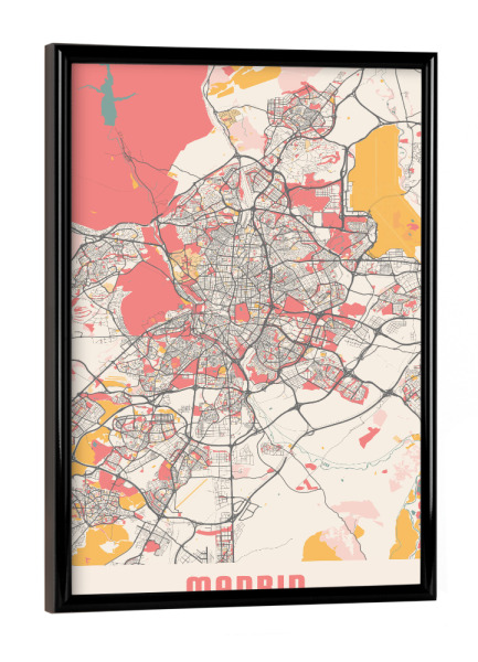 Poster mit schwarzem Rahmen "Madrid Stadt" artboxONE - Städte / Weitere,Kartografie