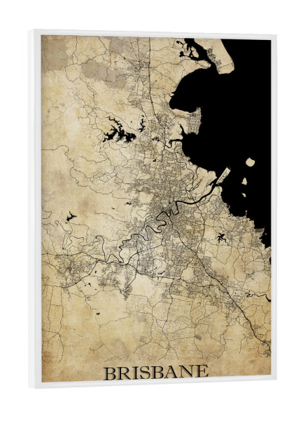 Poster mit weißem Rahmen "Brisbane Vintage City" artboxONE - Städte / Weitere,Kartografie