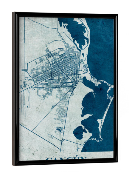Poster mit schwarzem Rahmen "Cancun Vintage" artboxONE - Städte / Weitere,Kartografie