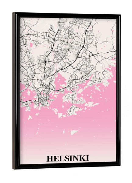 Poster mit schwarzem Rahmen "City Helsinki" artboxONE - Städte / Weitere,Kartografie