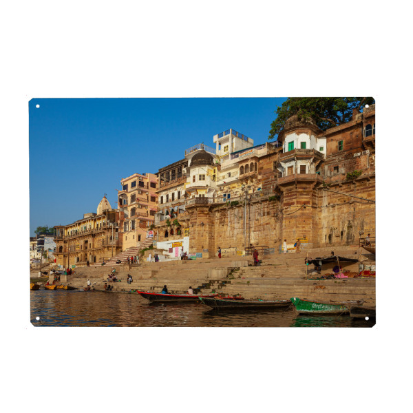 Holzbild "Am Ufer des Ganges in Varanasi" artboxONE - Architektur,Reise / Asien