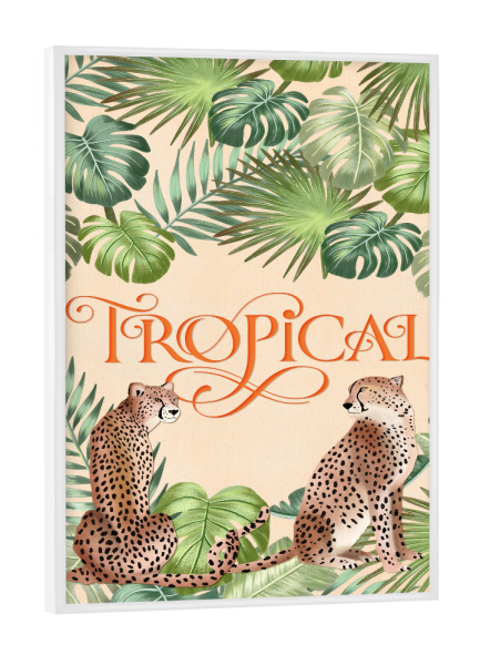 Poster mit weißem Rahmen "Geparden in den Tropen" artboxONE - Typografie,Floral,Tiere