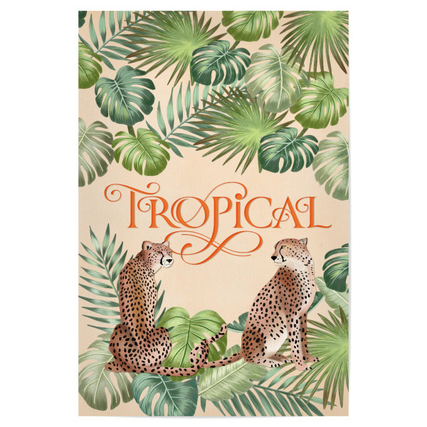 Poster "Geparden in den Tropen" artboxONE - Typografie,Floral,Tiere