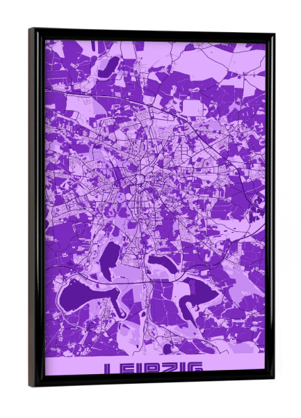 Poster mit schwarzem Rahmen "City Map von Leipzig" artboxONE - Städte / Weitere,Kartografie