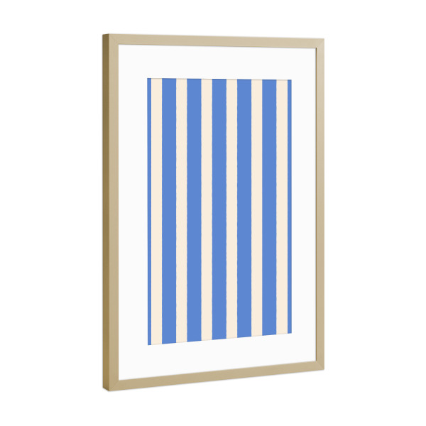 Poster mit Rahmen Gold "Einfaches Streifenmuster Blau" artboxONE - Abstrakt