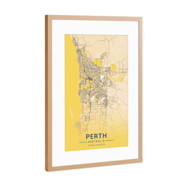 Poster mit Rahmen Kupfer "City von Perth" artboxONE - Städte / Weitere,Kartografie
