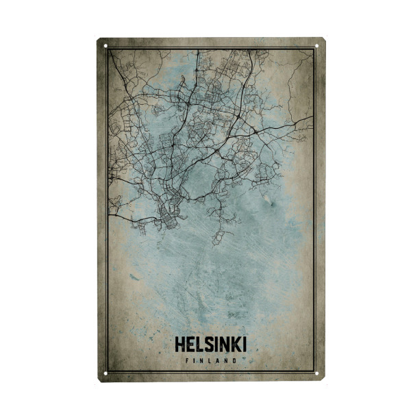 Metall Poster "Helsinki Retro City" artboxONE - Städte / Weitere,Kartografie