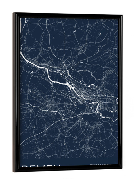 Poster mit schwarzem Rahmen "Bremen Stadtkarte" artboxONE - Städte / Weitere,Kartografie