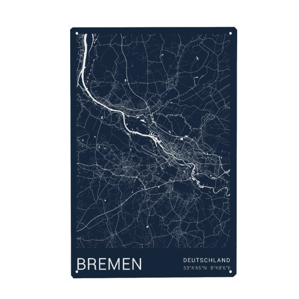 Holzbild "Bremen Stadtkarte" artboxONE - Städte / Weitere,Kartografie